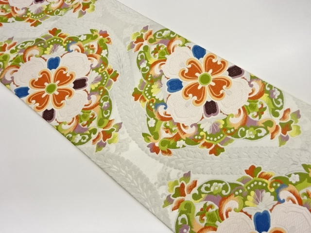 立涌に華紋模様織出し袋帯